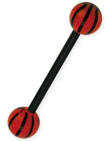 Sort Tungepiercing med Basketball Kugler