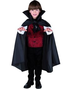 Sort Vampyr/Djævelkappe til Børn - 75 cm