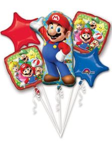Super Mario Ballonbuket med 5 Folieballoner