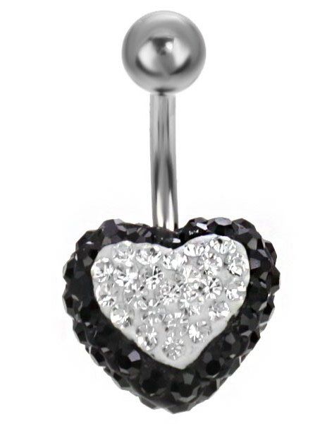 Celebrity Heart Navlepiercing - Sort/Hvid