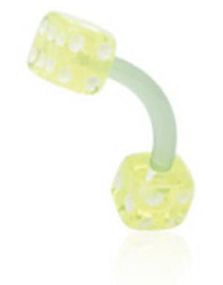Banan Øjenbrynspiercing i Grøn med Terninger 1.2 x 8 mm