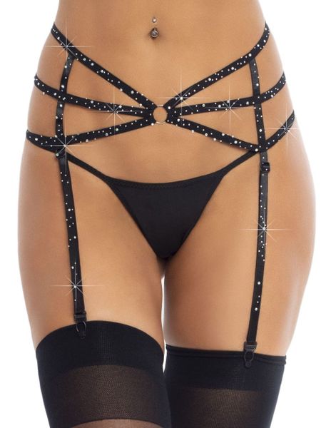 Sexy Svart Strømpeholdere med O-Ring Detalj