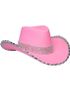 Rosa Cowboyhatt med Sølv Paljetter