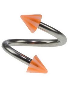 Curve Øjenbrynspiercing med Orange og Hvid Spikes - 1.2 x 8 mm