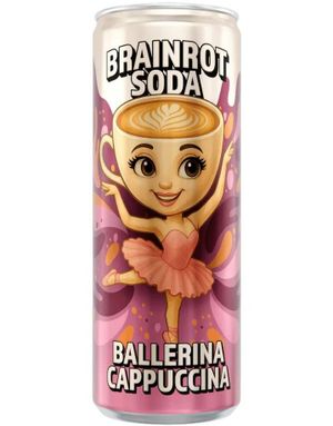 Brainrot Soda - Ballerina Cappuccino - Sukkerfri Sodavand med Fersken og Passionsfrugtsmag 250 ml