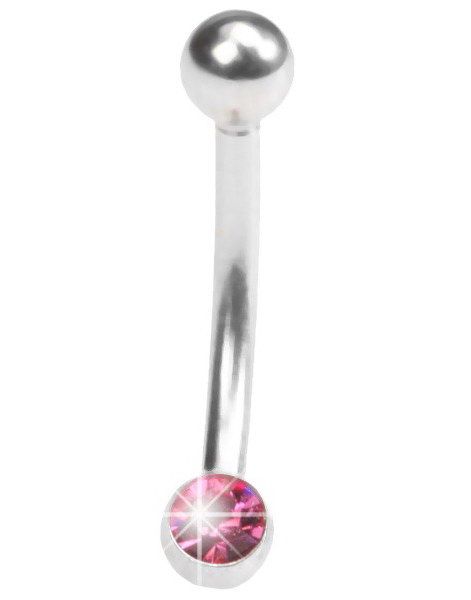 Øjenbrynspiercing med Rosa Sten - 1.2 x 8 mm