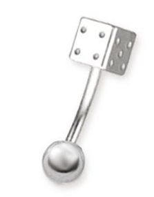 Banan med Terning & Bold - 1,2 x 8 mm Sølvfarvet Øjenbrynspiercing 
