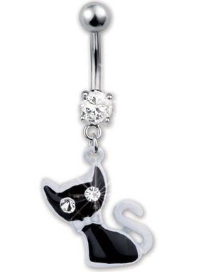 Freaky Kitty Navlepiercing - Sort/Hvid