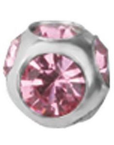 Diamond Spaceship - Sølvfarvet Stålkugle med Rosa Sten