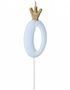 Tallet 0 - Blått Kakelys med Gullkrone 9,5 cm