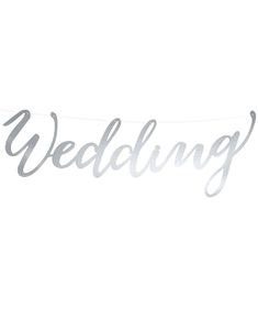 Wedding - Sølvfarvet Bogstavbanner med Tråd 44 cm