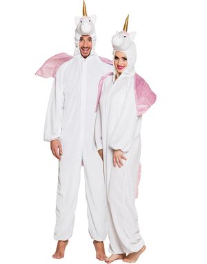 Unicorn Unisex Kostume i Plys med Hætte