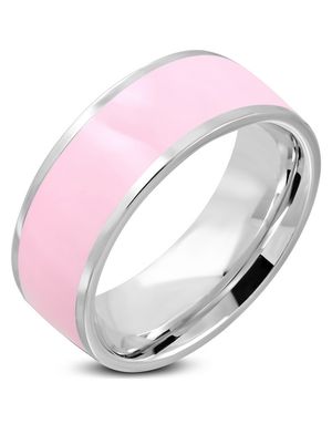 Barbie Girl - Sølvfarvet Stålring med Rosa Bånd