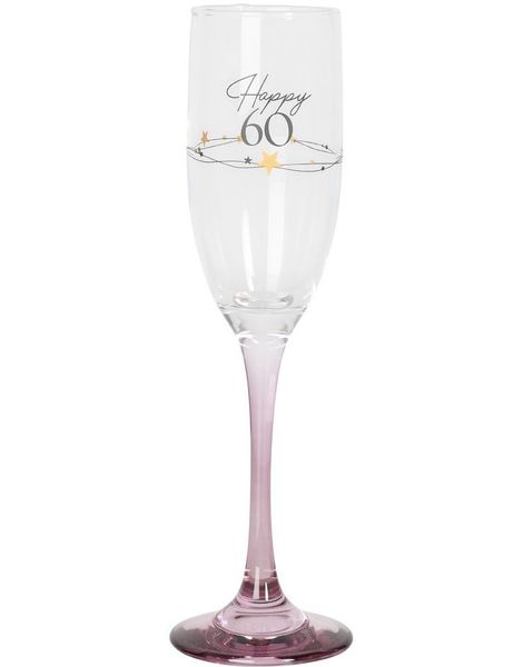 Happy 60 - Champagneglass med Rosa Stett