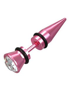 Metallic Rosa Fake Piercing med Klar Sten