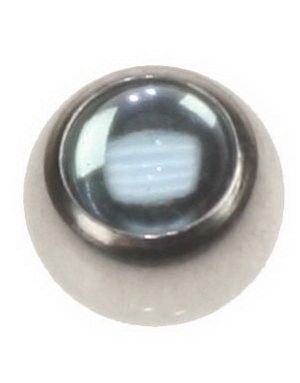Stålkugle med Lyseblå Perle Sten - 6 mm Kugle til 1,6 mm Stang
