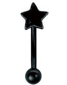 Stjerne - 1.2 x 8 mm Sort Øjenbrynspiercing