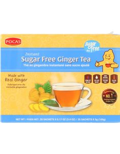 20-Pack Pocas Instant Sugarfree Ginger Tea - Sukkerfri Ingefærte 100 gram (USA)