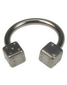Rund Øjenbrynspiercing med Terninger - 1,2 x 8 mm