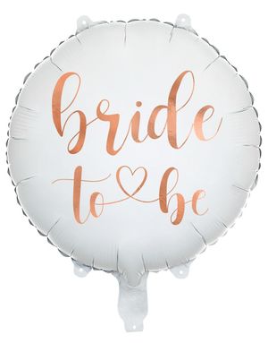 Bride to Be - Rund Hvit Folieballong med Rosegullfarget Tekst 45 cm