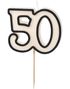 50 År - Hvit og Svart Bursdagslys 5.5 cm