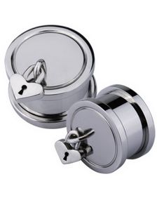Piercing Plug med Hjerteformet Hængelås - Stål