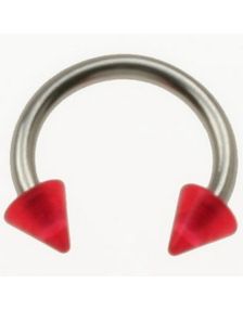 Rund Øjenbrynspiercing med Røde Spike Kugler - 1.2 x 8 mm