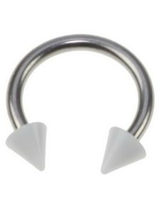 Rund Øjenbrynspiercing med Hvide Spike Kugler - 1.2 x 8 mm