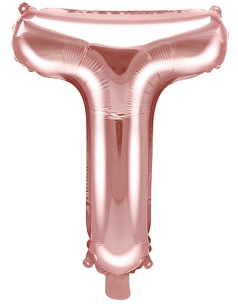 Bogstav T - Rosenguldfarvet 35 cm Folieballon