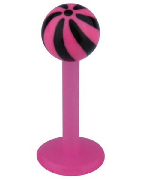 Candy Stripes Labret - Rosa/Sort - Strl 1,2x8x4mm