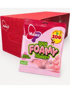 10 stk Malaco Zoo Foamy Monkey Sour - Surt Skumgodteri med Fruktsmak - Hel Eske 1,15 kg