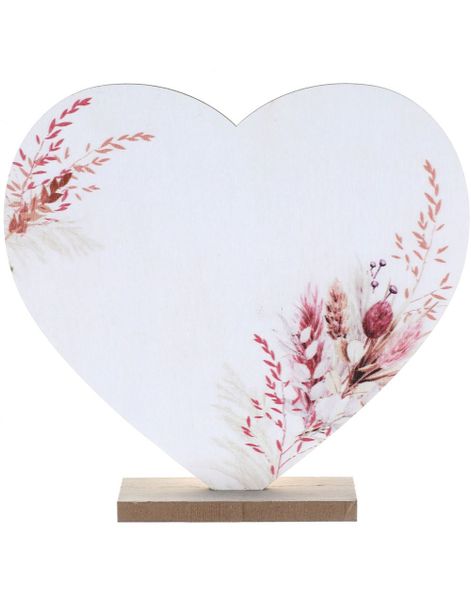 Flott hjerte Dekorert med Pampasgress Bordpynt 19x19 cm