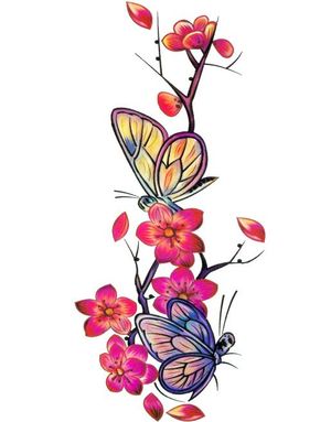 Flowers & Butterflies (Fake Tattoo)