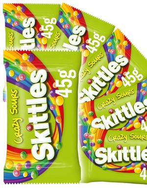 36 st Skittles Crazy Sours - Tyggetabletter Med Forskellige Sure Frugtsmage - Hel Kasse 1,62 kg