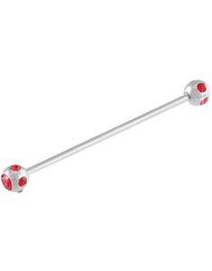 Industrial Barbel med Røde Sten - 1.6 x 38 mm