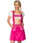 Kort A-Formet Oktoberfestskørt i Rosa med Seler og Broderi