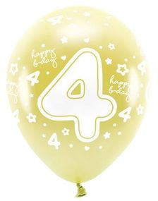 4 Tall - 6 stk Lys Metallisk Gull Tallballonger 33 cm - ECO Ballonger