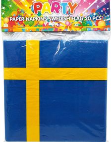 20 stk. Servietter 33x33 cm med det Svenske Flag