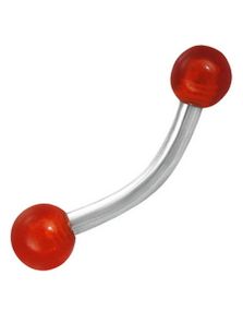 Banana Øjenbrynspiercing med Runde Røde Kugler - 1.2 x 8 mm