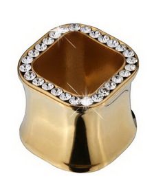 Firkantet Tunnel Piercing med Sten - Guld
