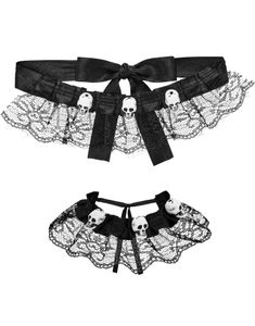 Svart Gotisk Choker og Armbånd Sett