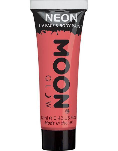 Rød Pastel Neon UV/Blacklight Ansigts- og Kropsmaling 12 ml