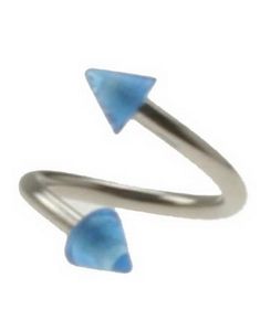 Curve Øjenbrynspiercing med Blå Pigge - 1.2 x 8 mm