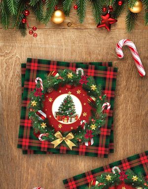 20 stk Servietter med Julekrans og Juletremotiv 33x33 cm