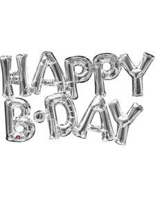 Happy B*day - Sølvfargetfarget Folieballonger 76x48 cm