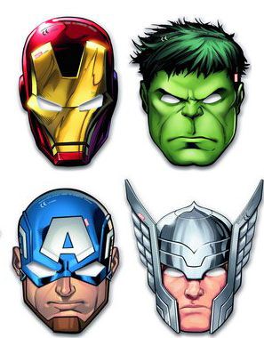 6 stk Marvel Avengers Papmasker