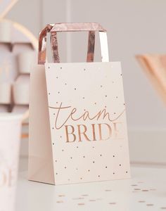 5 stk. Gave/Godteposer "Team Bride" - Blush Hen