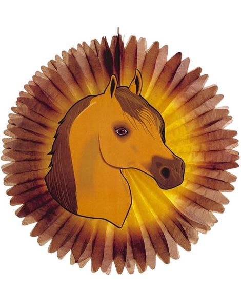 Brun Stor Papirvifte med Heste Motiv 55 cm