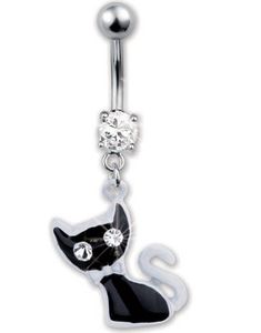 Freaky Kitty Navlepiercing - Sort/Hvid