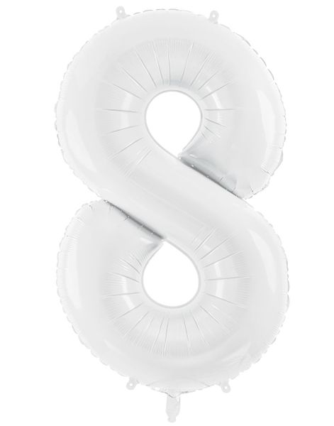 Tallet 8 - Hvit JUMBO Folieballong 86 cm